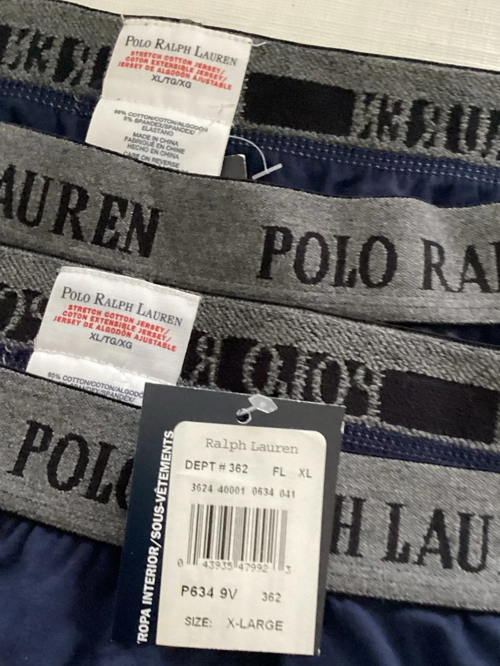 Polo by Ralph Lauren Navy Boxer Briefs with Gray Logo Waistband NWT Size XL